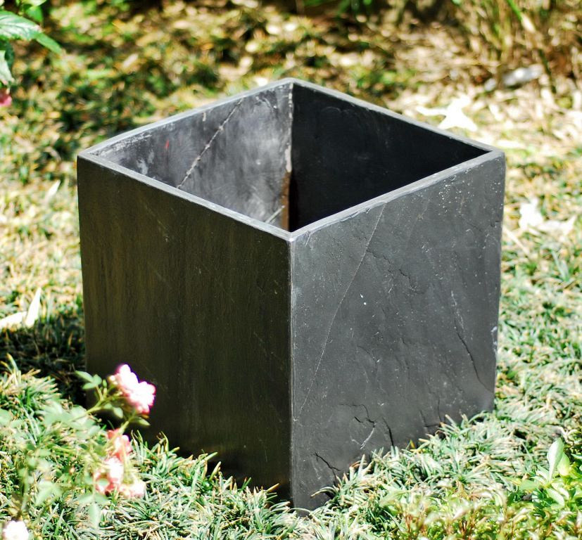 Literaire kunsten systeem kogel Plantenbak 40x40x45 (Tall Square 45cm black slate) | Van den Bosch Tuin &  Terras