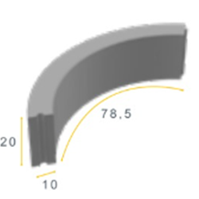 Bochtband 10x20x78,5 R=1 grijs h&d K