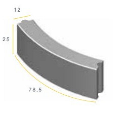 Bochtband 12x25x78,5 R=1 grijs h&d K (prijs op aanvraag)