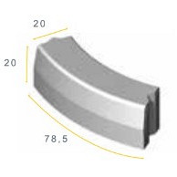 Bochtband 18/20x20x78,5 R=0,50 uitw. grijs vis