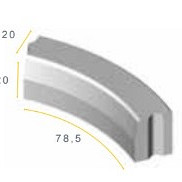 Bochtband 18/20x25x78,5 R=12 inw. zwart vis