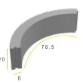 Bochtband 8x20x78,5 R=6 grijs h&d K