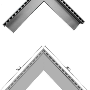 Sleufgoot zwart aluminium Sidedrain/75 buitenhoek 500/500 mm