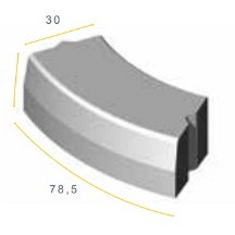 Bochtband 28/30x25x78,5 R=0,50 uitw. zwart vis