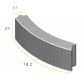 Bochtband 12x25x78,5 R=2 zwart h&d K