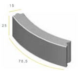 Bochtband 15x25x78,5 R=2 zwart