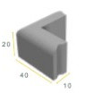 Gazonband hoekstuk 10x20 90º uitw. zwart vis