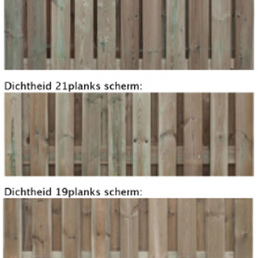 Grenen scherm 19 planks 16 mm - recht 180x165 cm