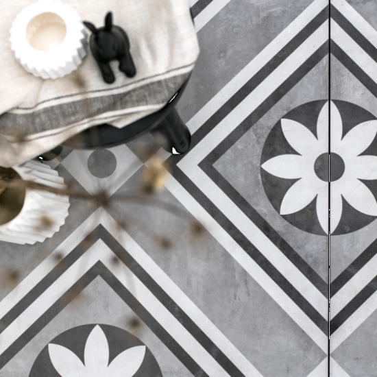 GeoCeramica® 60x60x4 Concreet Flower decor #