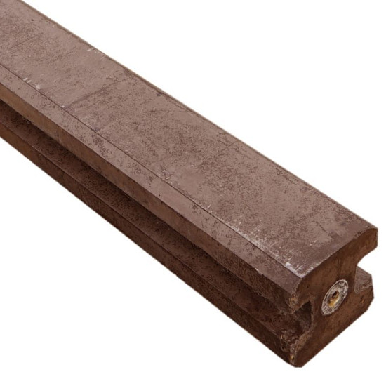 Eindpaal betonschutting + schroefbus 11,5x11,5x314 (sponning 252 cm) Taupe*