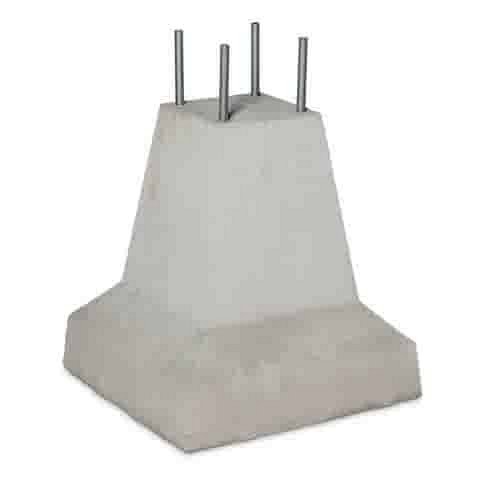 Betonpoer grijs glad (20x20)x(45x45)x51 cm + 4 draadeind M16 (met voet)