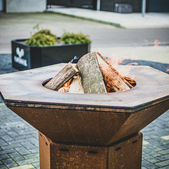 Barbecue 100-Corten-Zonder rooster-Zonder deksel-Met verrijdbaar onderstel