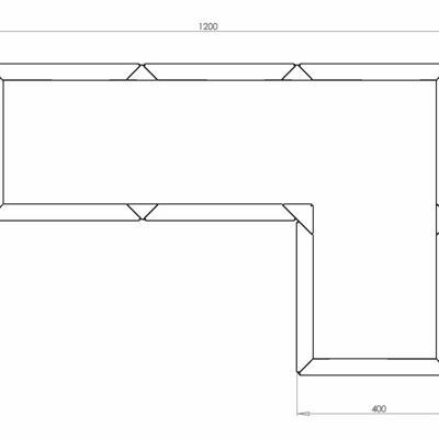 Cortenstaal plantenbak Hoekopstelling 120x80x40cm hoogte=80cm opties=geen bodemplaat