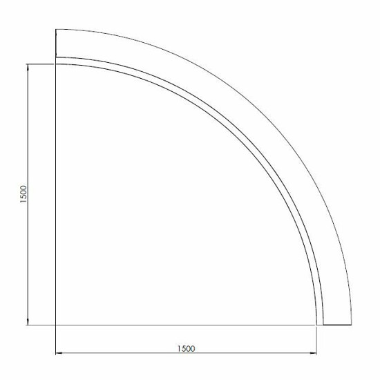 Gepoedercoat staal keerwand binnenbocht 150x150cm (hoogte 30cm)-RAL7016 (antraciet grijs)