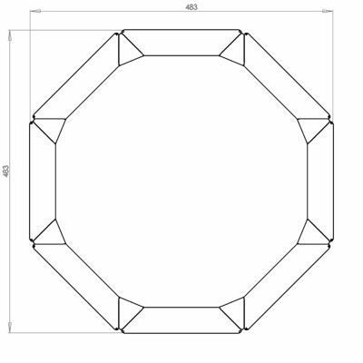 Cortenstaal plantenbak Achthoek 20 hoogte=100cm opties=bodemplaat + (16) voeten