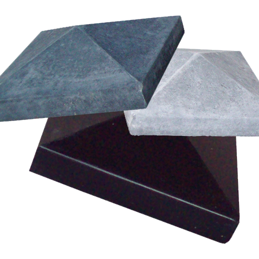 Paalmuts 65x65x5/16,5 zwart beton (punt of vlak)