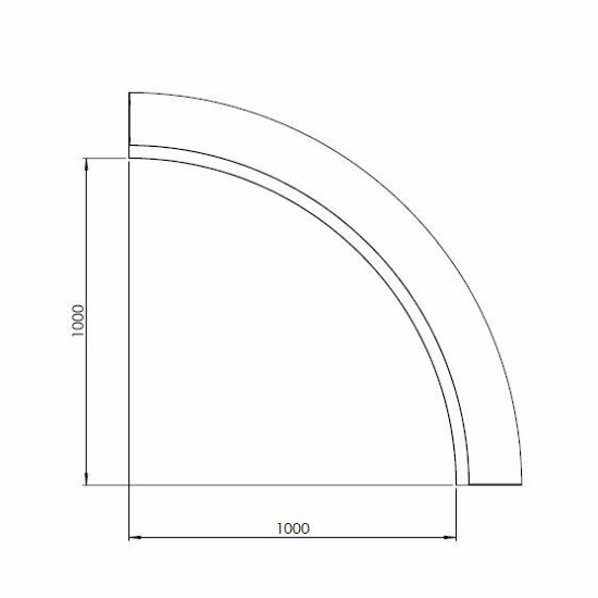 Gepoedercoat staal keerwand binnenbocht 100x100cm (hoogte 30cm)-RAL9005 (zwart)