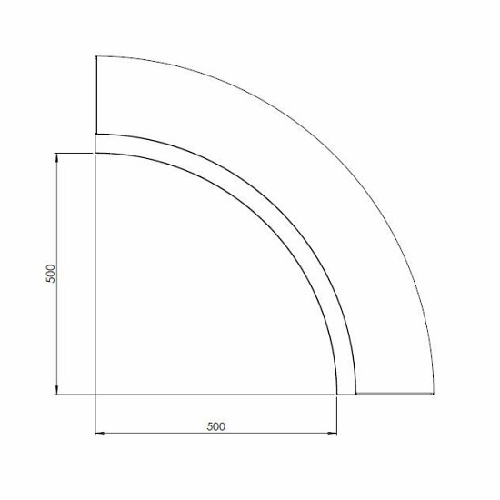 Gepoedercoat staal keerwand binnenbocht 50x50cm (hoogte 30cm)-RAL9005 (zwart)