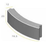 Bochtband 12x25x78,5 R=8 zwart h&d K